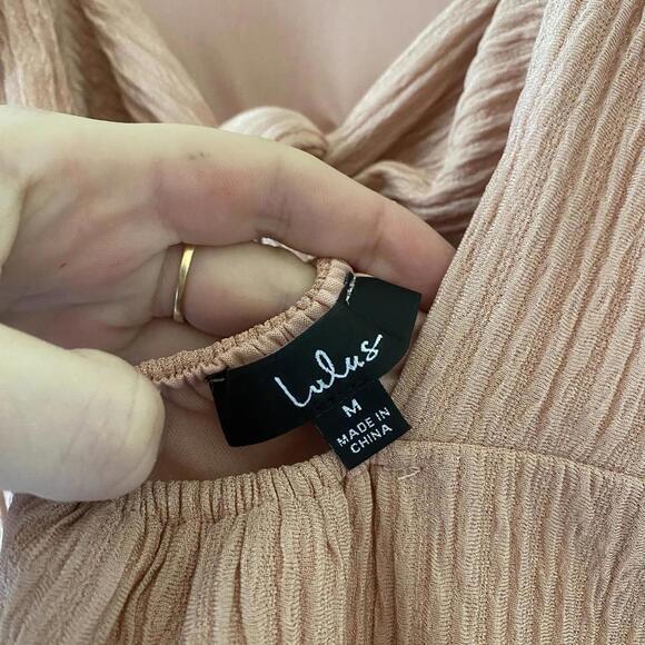 Lulus View and I Mauve Mauve Pink Tie-Back Faux-Wrap Midi Dress - Picture 8 of 9